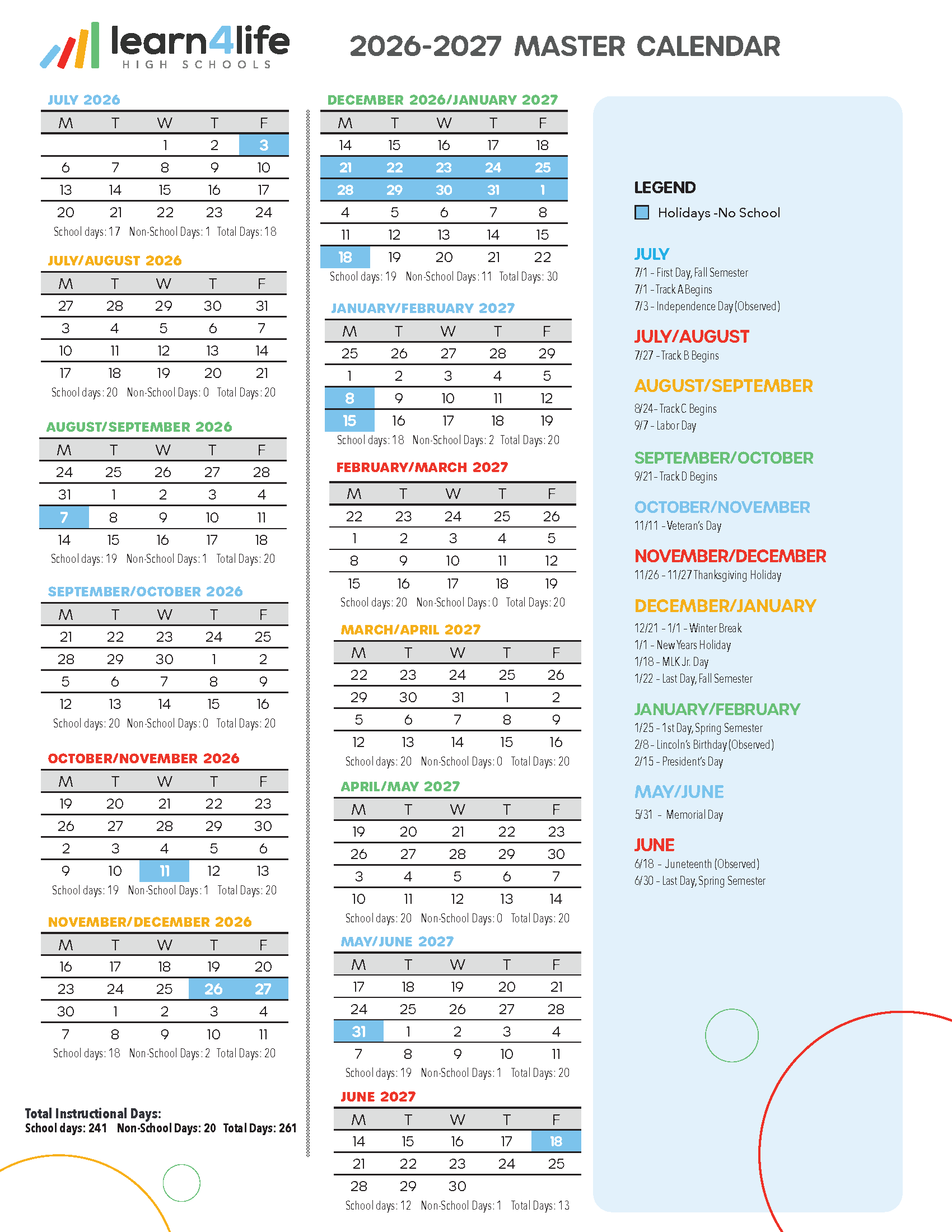 2026-2027 School Calendar